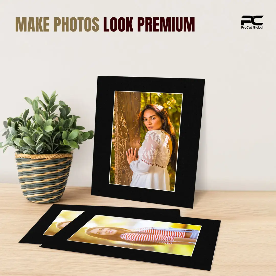 Black 20x16" Picture Mount With 15x10" Aperture | Acid-Free Mat Board For Photos & Artwork thumbnail 2