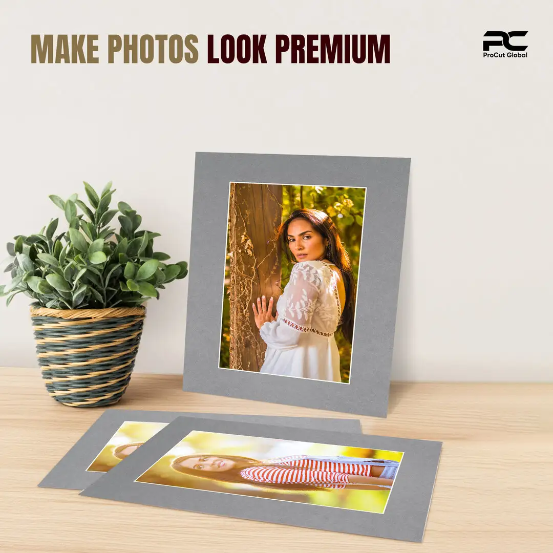 Mid Grey 20x16" Picture Mount With 15x10" Aperture | Acid-Free Mat Board For Picture Frames thumbnail 2