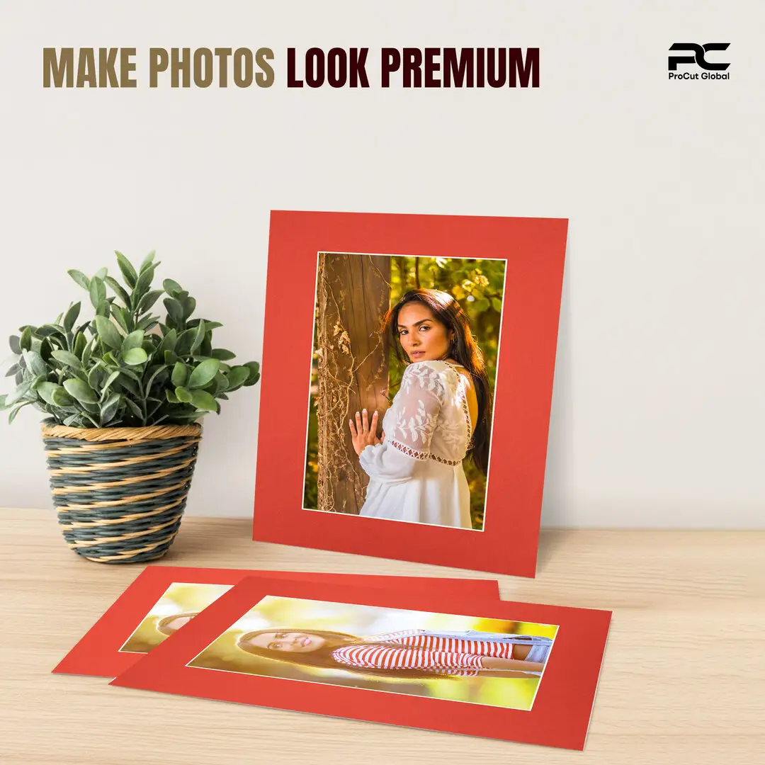 Poppy Red 20x16" Picture Mount With 15x10" Aperture | Acid-Free Mat Board For Picture Frames thumbnail 2