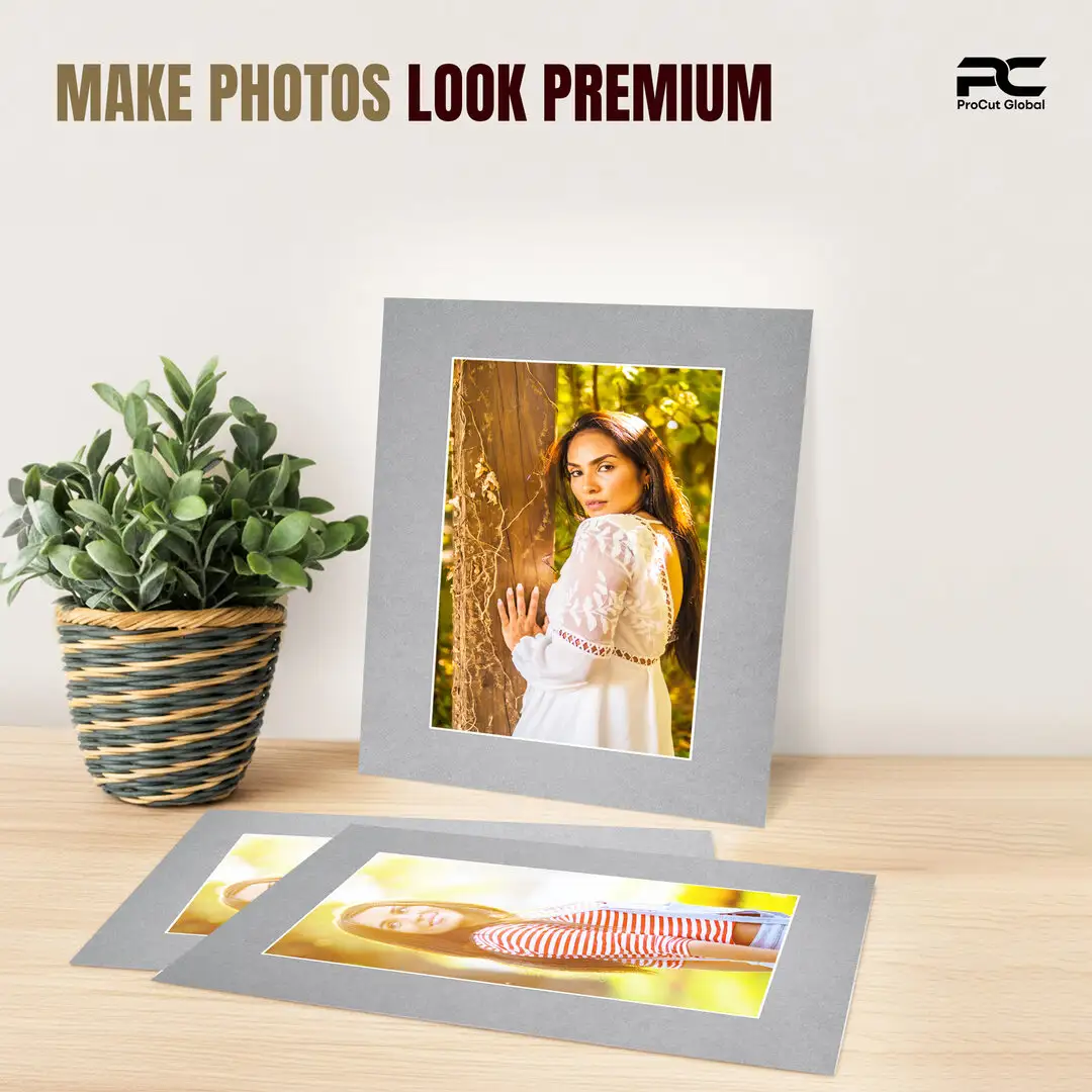 Silver 20x16" Picture Mount With 15x10" Aperture | Acid-Free Picture Mount Board thumbnail 2