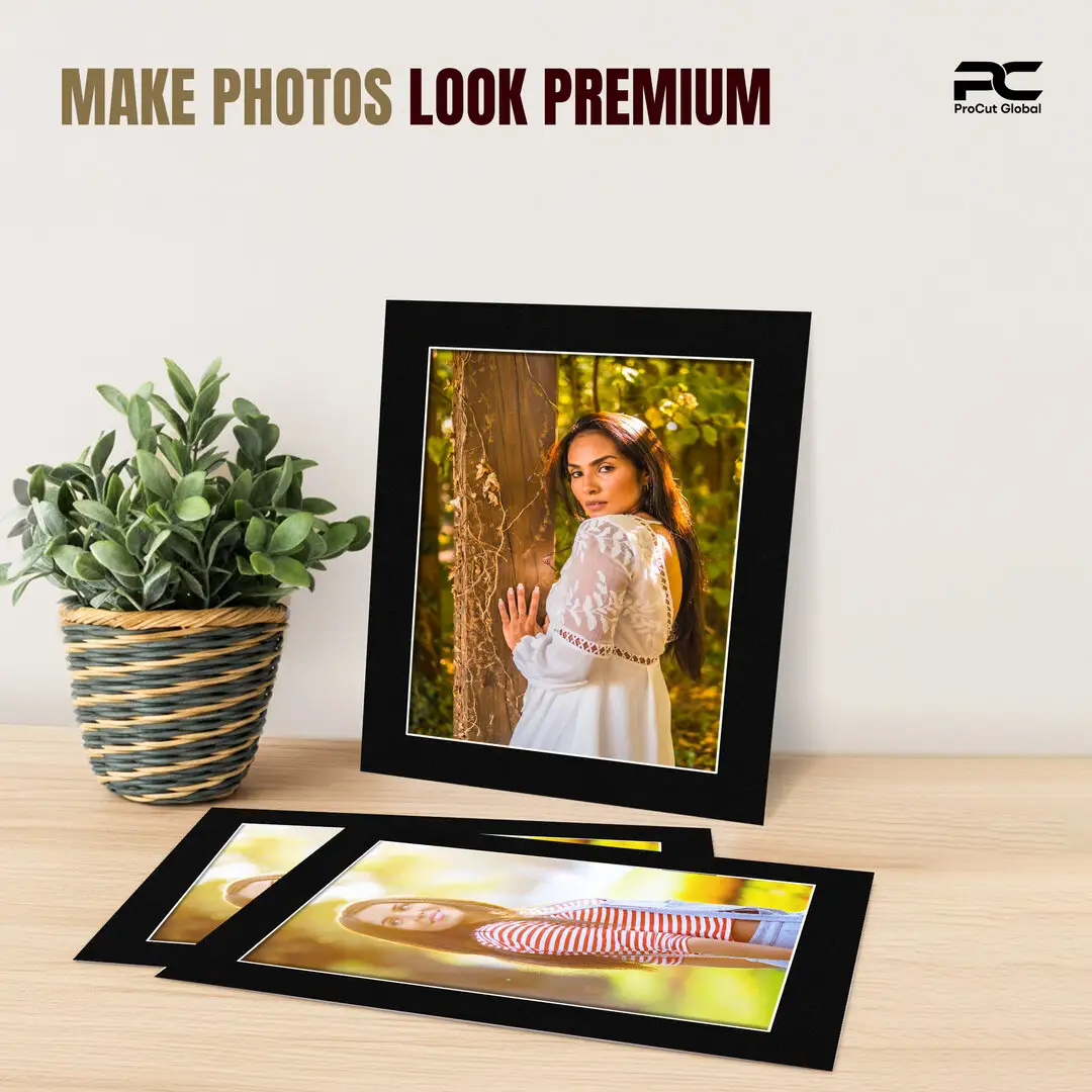 Black 20x16" Picture Mount With 16x12" Aperture | Acid-Free Mat Board For Photos & Artwork thumbnail 2