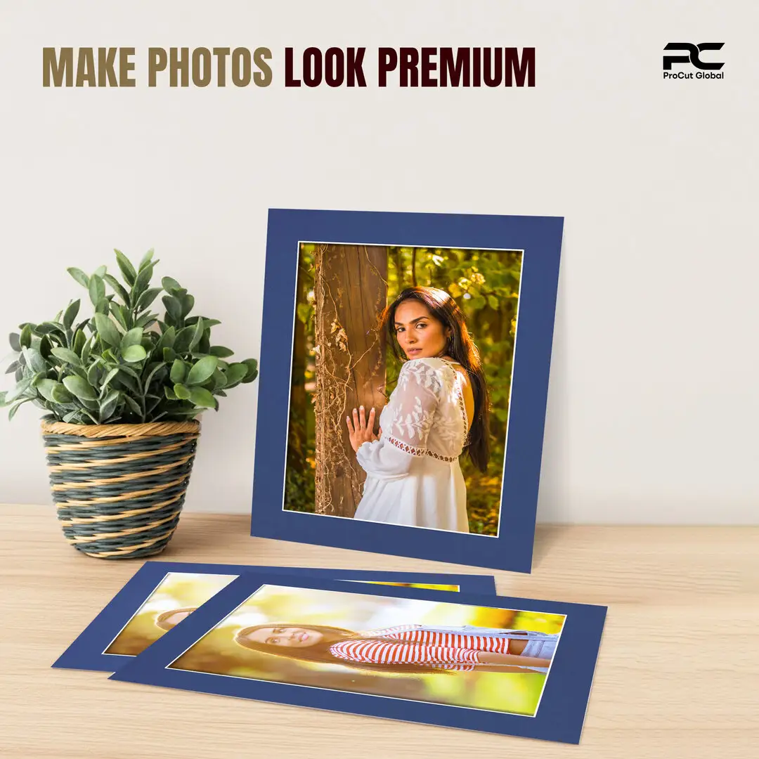 Blue 20x16" Picture Mount With 16x12" Aperture | Acid-Free Picture Mount Board thumbnail 2