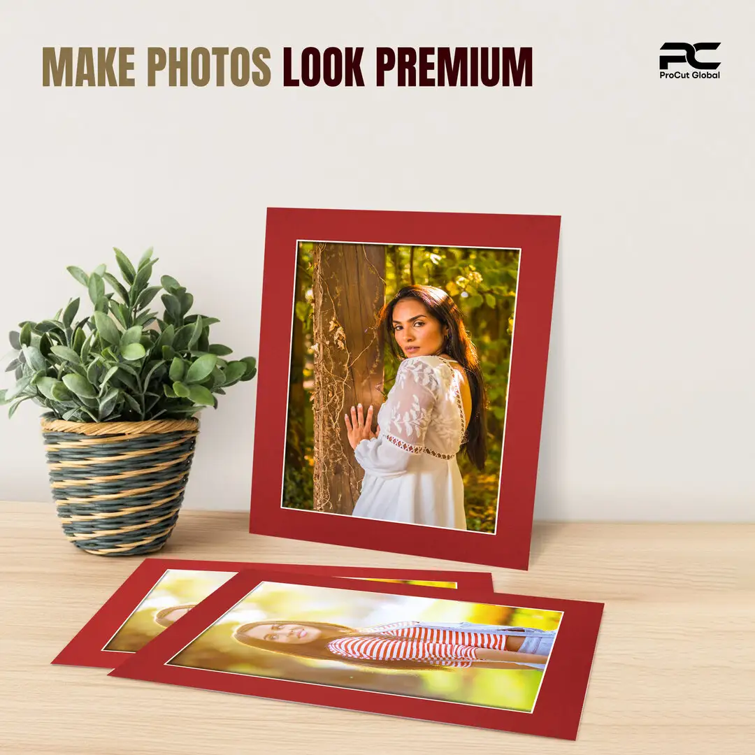 Crimson 20x16" Picture Mount With 16x12" Aperture | Acid-Free Picture Mount Board thumbnail 2