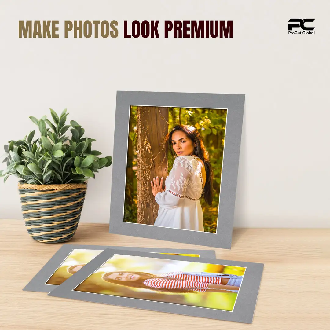 Mid Grey 20x16" Picture Mount With 16x12" Aperture | Acid-Free Mat Board For Picture Frames thumbnail 2
