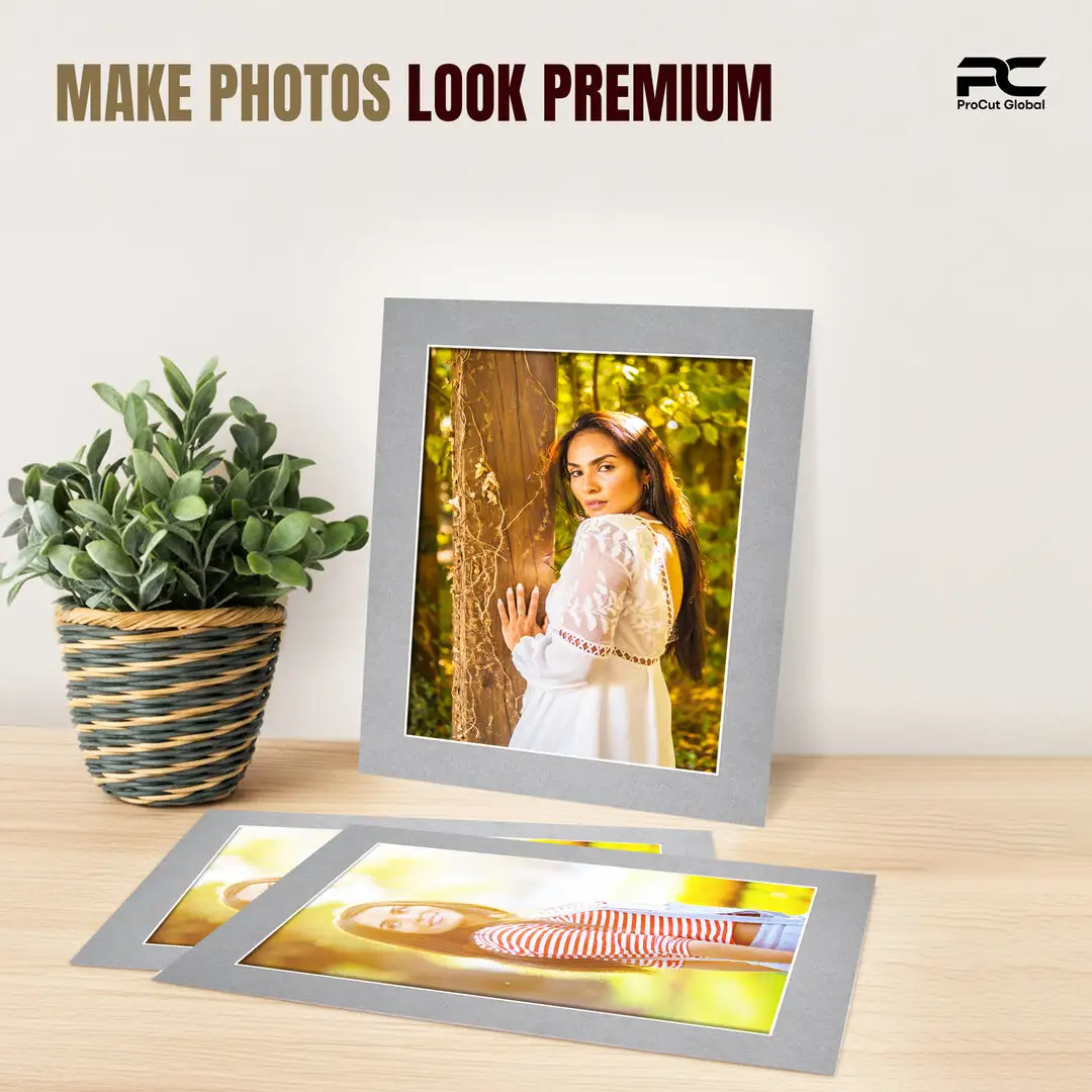 Silver 20x16" Picture Mount With 16x12" Aperture | Acid-Free Mat Board For Picture Frames thumbnail 2