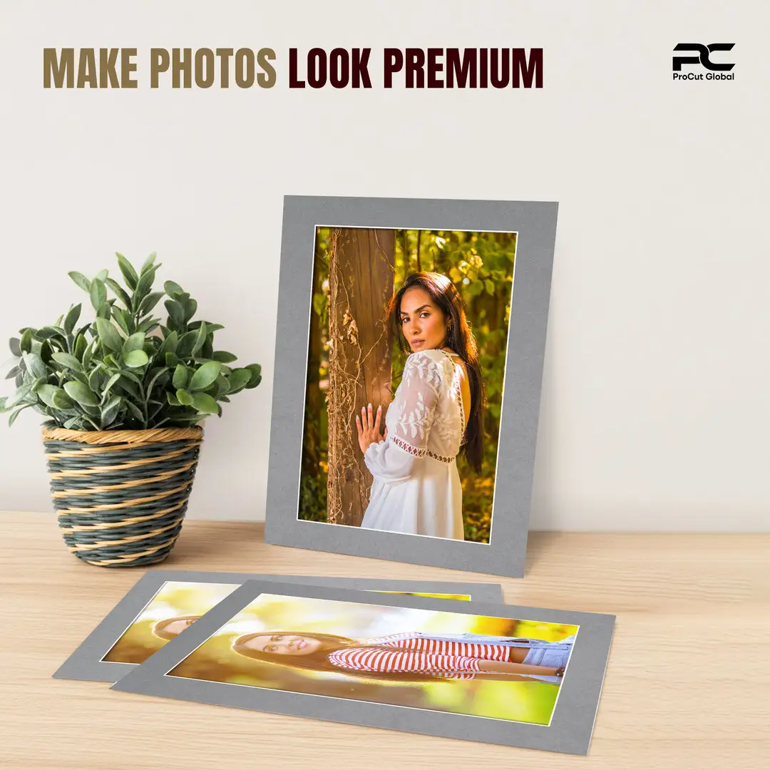 Mid Grey 20x16" Picture Mount With A3 Aperture | Acid-Free Mat Board For Photos & Artwork thumbnail 2