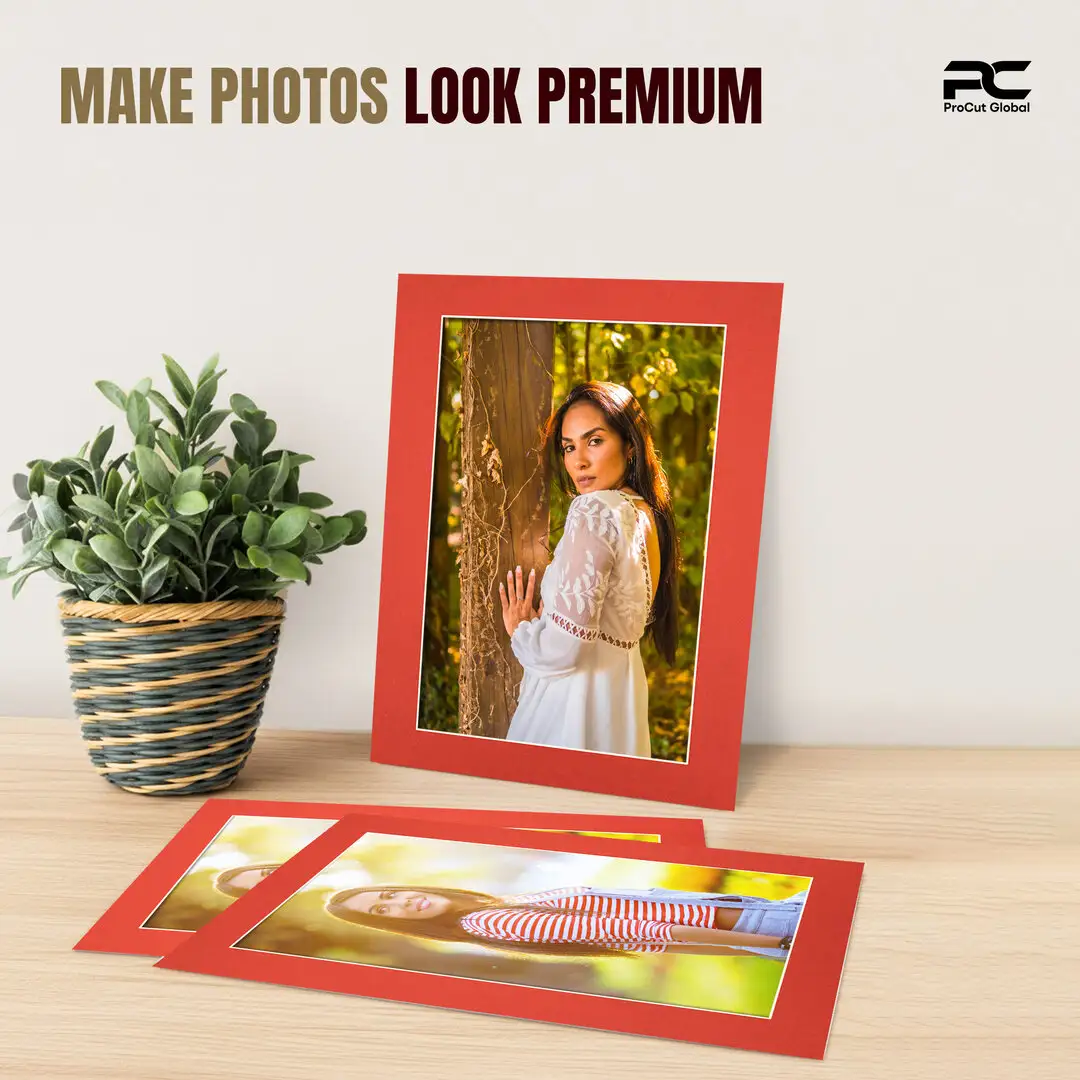 Poppy Red 20x16" Picture Mount With A3 Aperture | Acid-Free Mat Board For Picture Frames thumbnail 2