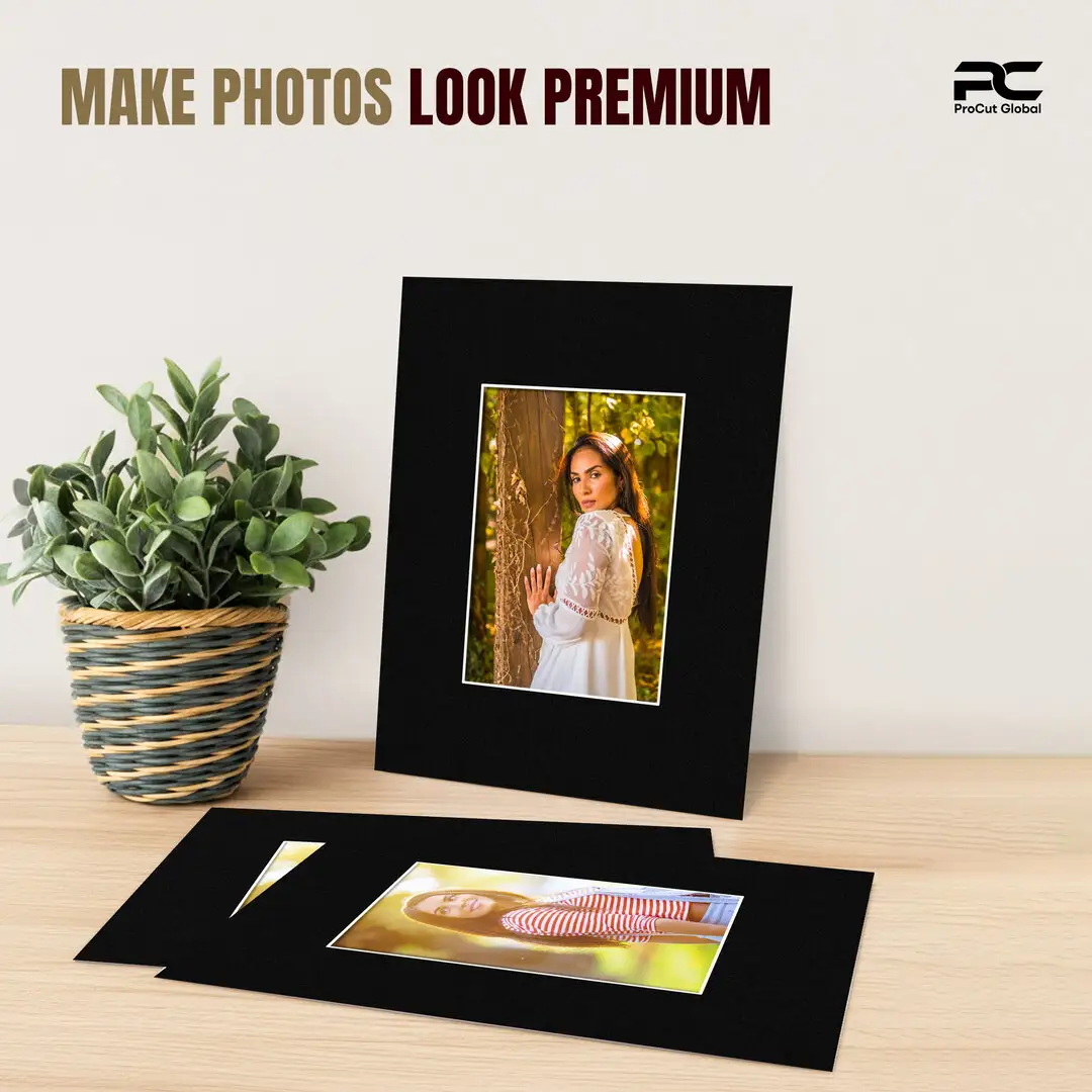 Black 20x16" Picture Mount With A4 Aperture | Acid-Free Mat Board For Picture Frames thumbnail 2