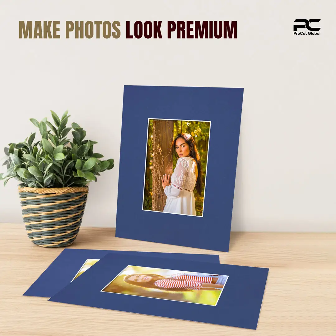 Blue 20x16" Picture Mount With A4 Aperture | Acid-Free Mat Board For Photos & Artwork thumbnail 2