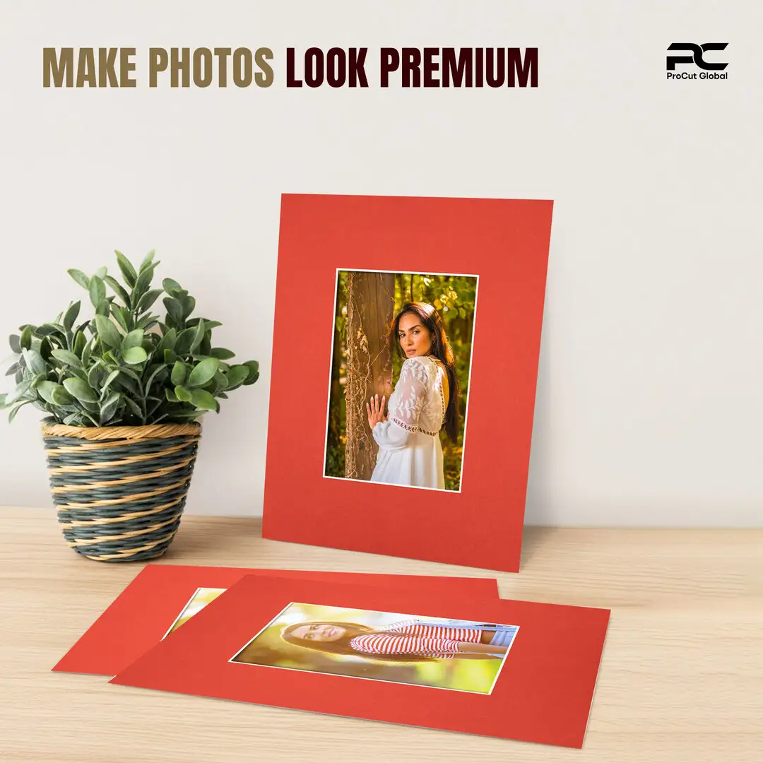 Poppy Red 20x16" Picture Mount With A4 Aperture | Acid-Free Mat Board For Picture Frames thumbnail 2