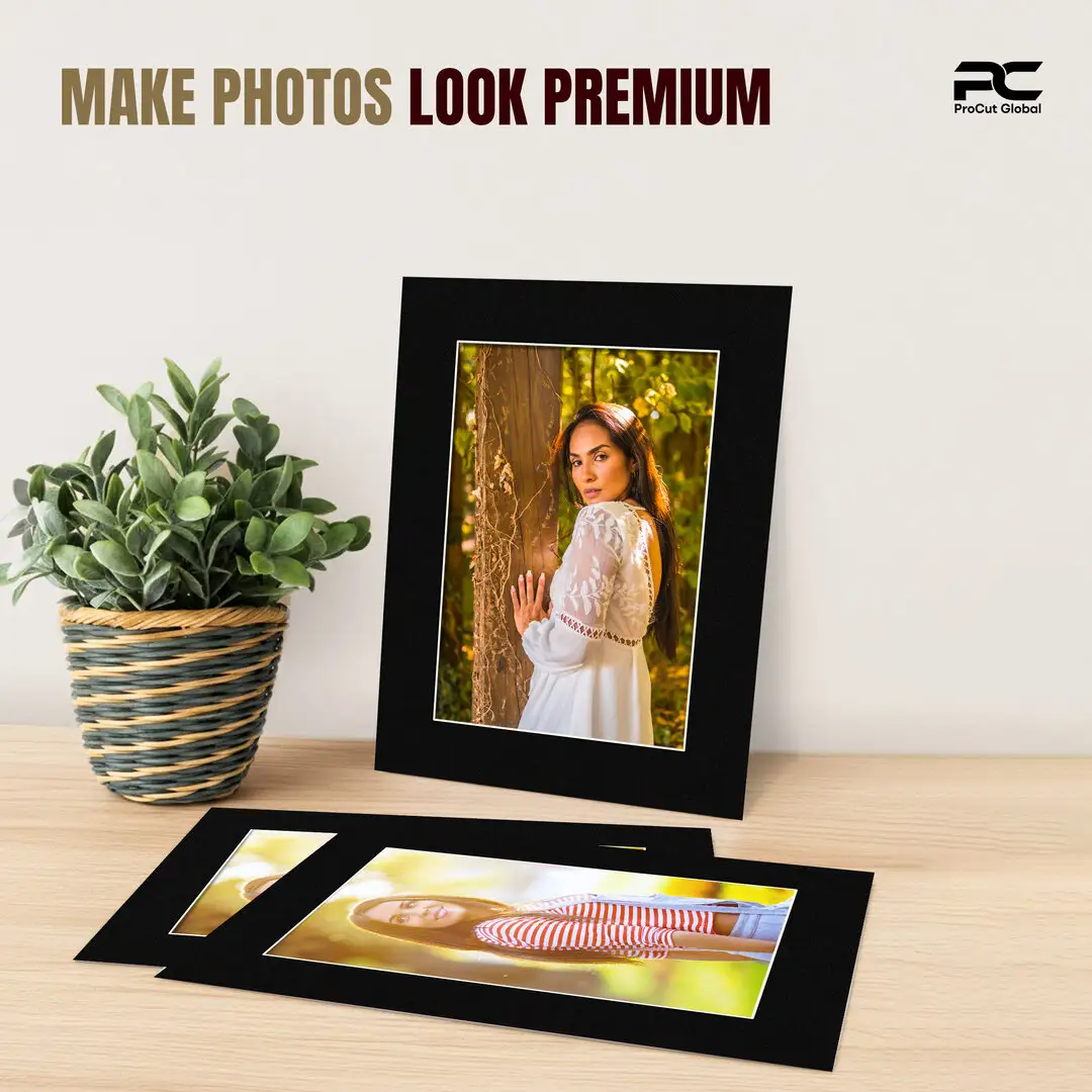 Black 24x18" Picture Mount With 18x12" Aperture | Acid-Free Mat Board For Photos & Artwork thumbnail 2