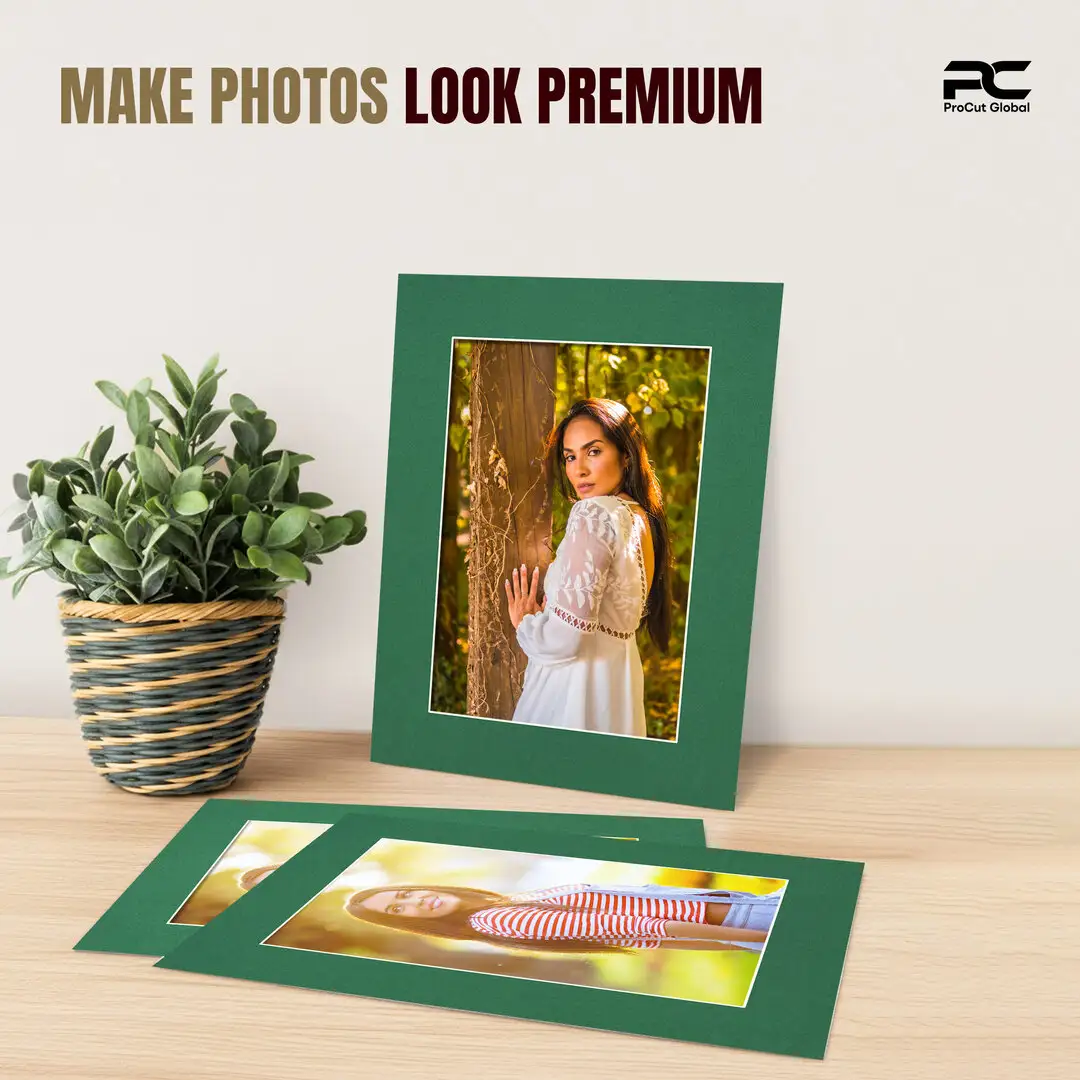 Emerald (Green) 24x18" Picture Mount With 18x12" Aperture | Acid-Free Picture Mount Board thumbnail 2