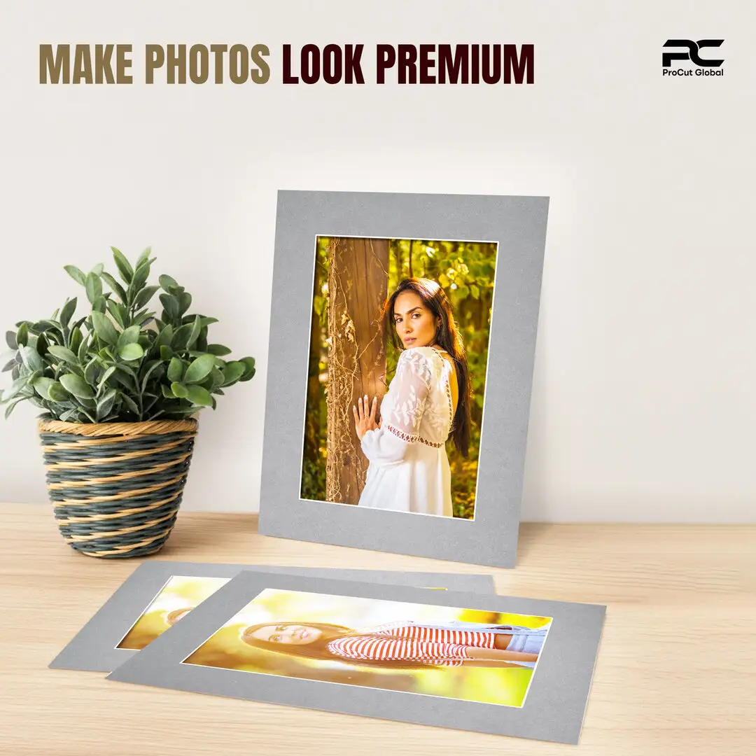 Silver 24x18" Picture Mount With 18x12" Aperture | Acid-Free Mat Board For Picture Frames thumbnail 2