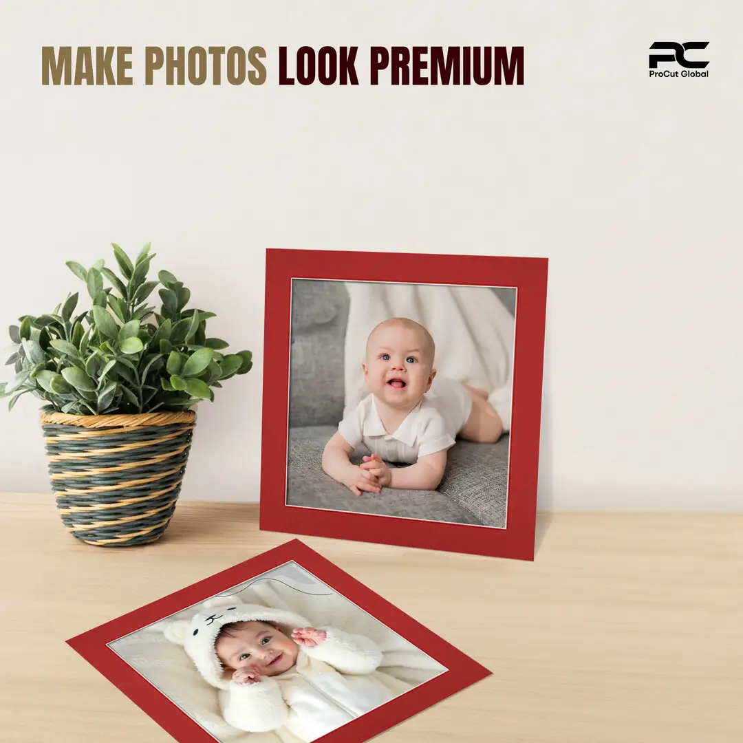 Crimson 40x40cm Picture Mount With 30x30cm Aperture | Acid-Free Mat Board For Photos & Artwork thumbnail 2