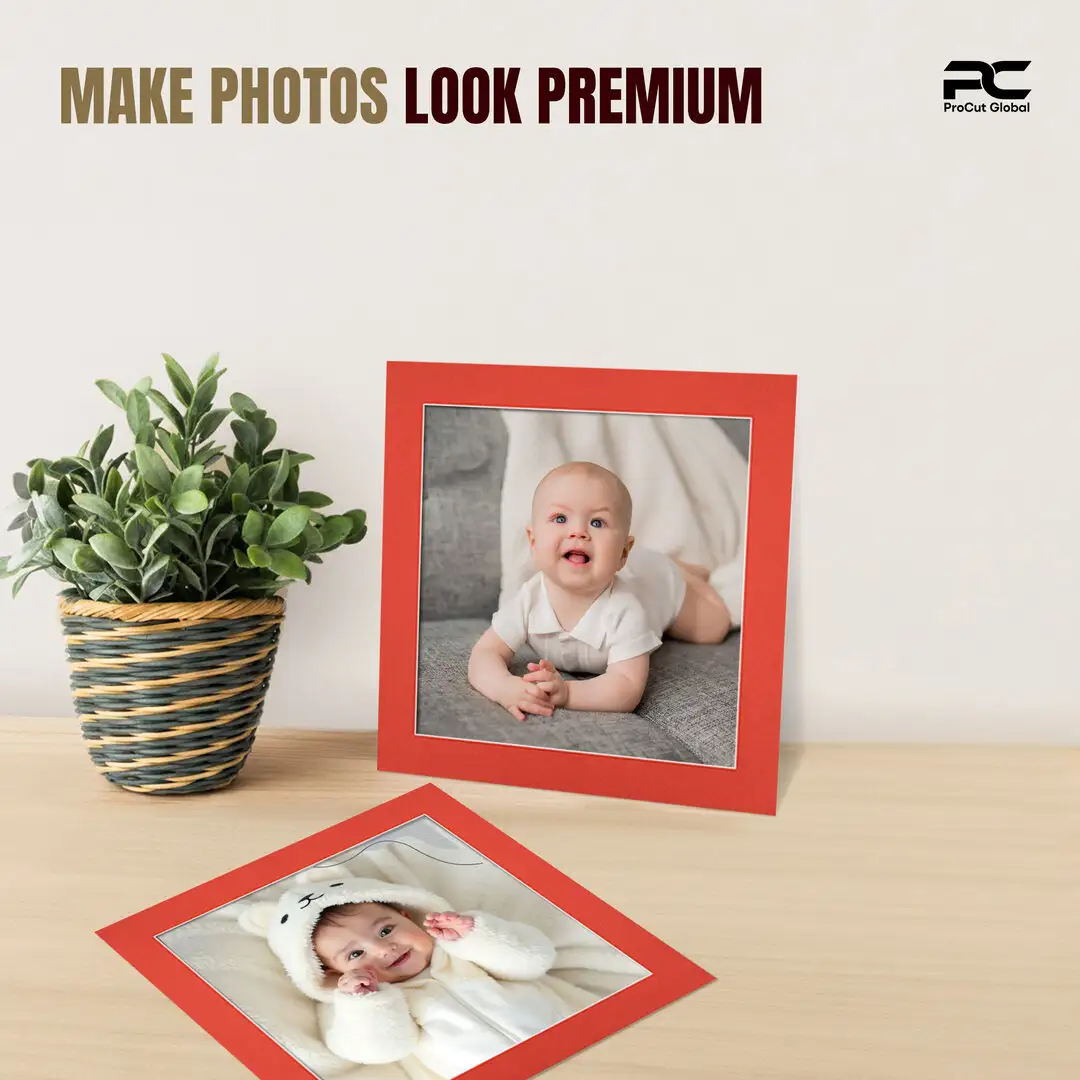 Poppy Red 40x40cm Picture Mount With 30x30cm Aperture | Acid-Free Picture Mount Board thumbnail 2