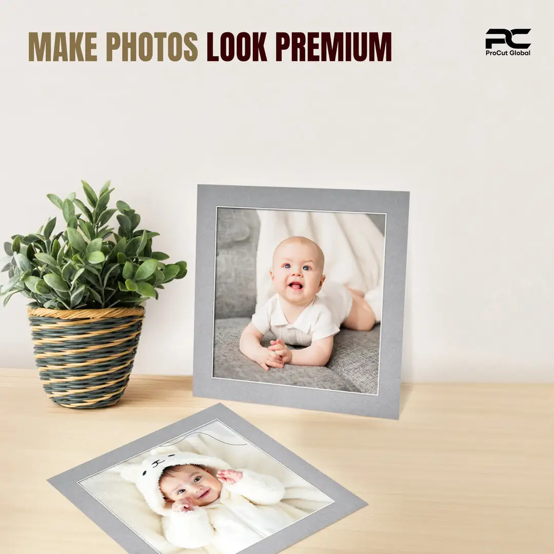Silver 40x40cm Picture Mount With 30x30cm Aperture | Acid-Free Mat Board For Picture Frames thumbnail 2