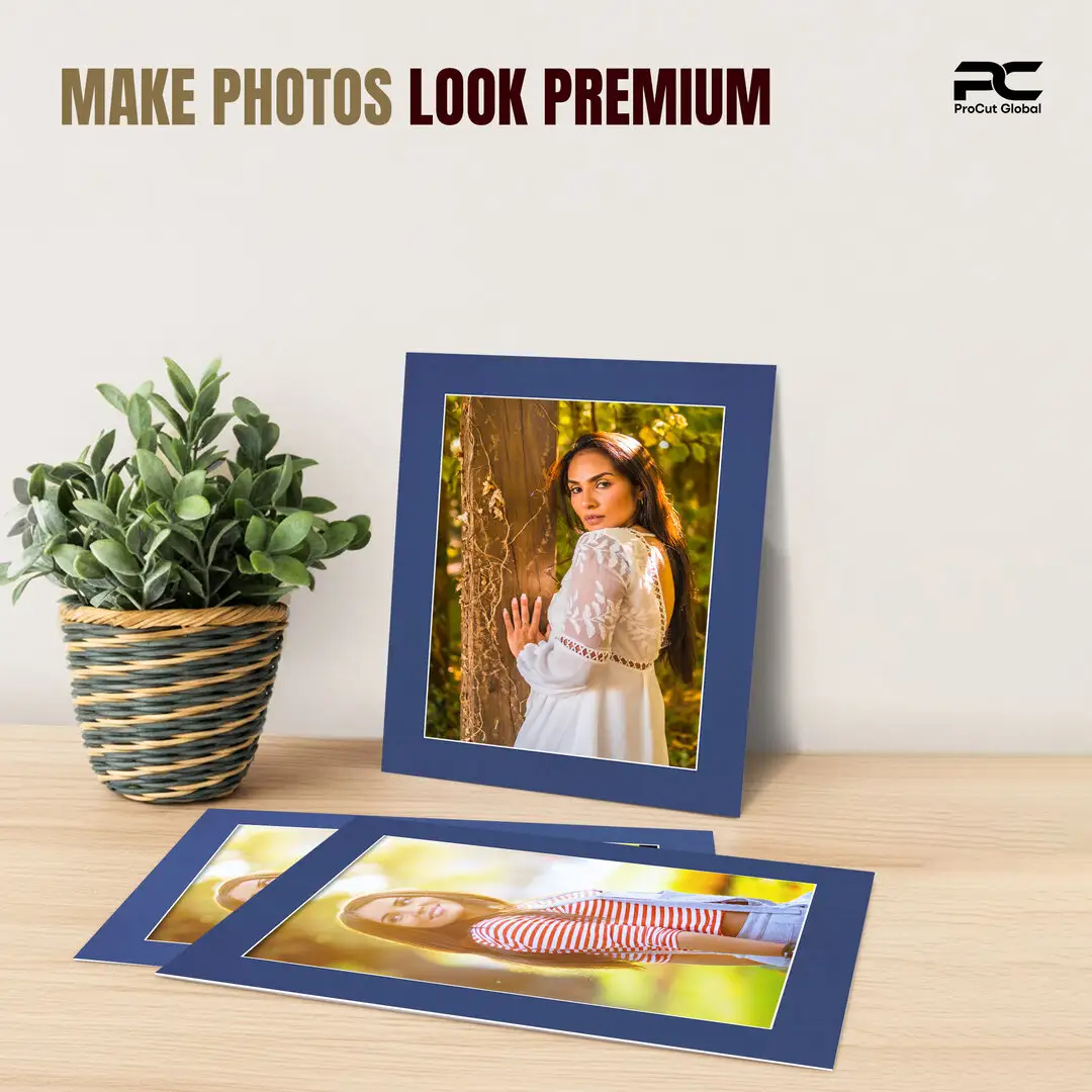 Blue 50x40cm Picture Mount With 40x30cm Aperture | Acid-Free Mat Board For Picture Frames thumbnail 2
