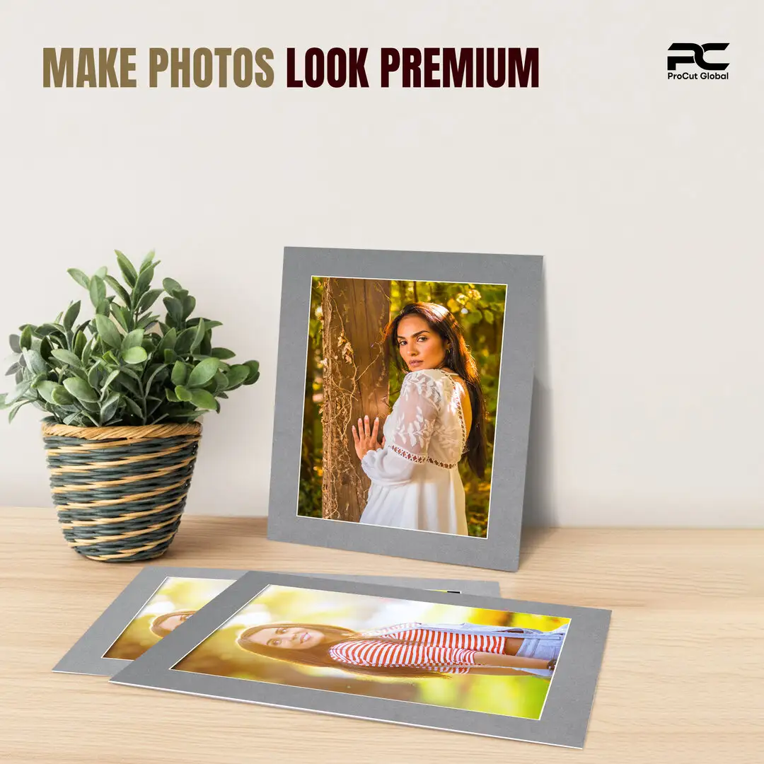 Mid Grey 50x40cm Picture Mount With 40x30cm Aperture | Acid-Free Mat Board For Photos & Artwork thumbnail 2