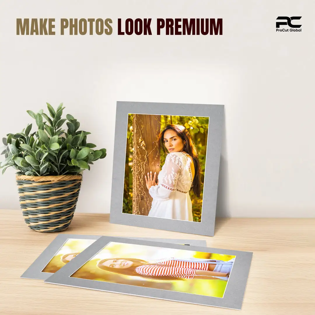 Silver 50x40cm Picture Mount With 40x30cm Aperture | Acid-Free Mat Board For Picture Frames thumbnail 2