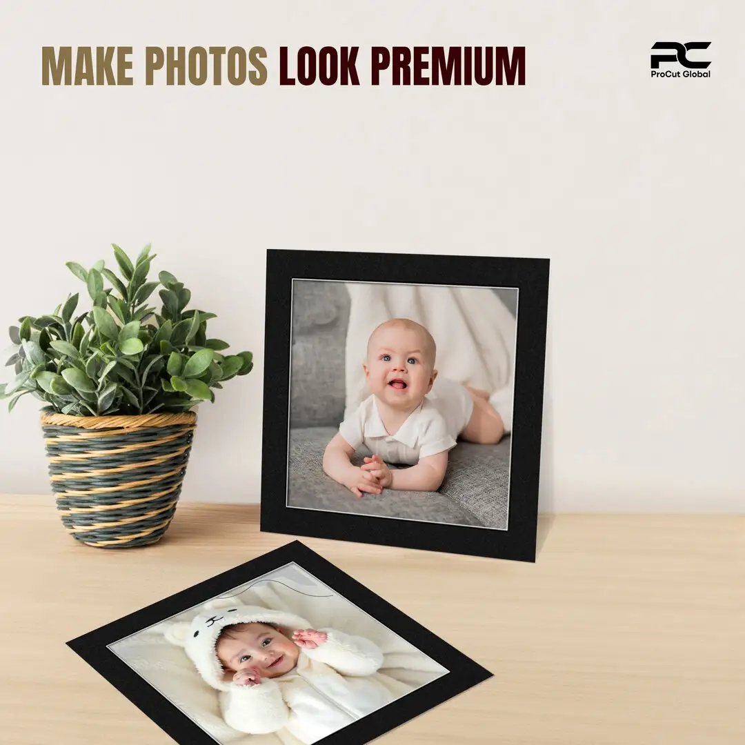 Black 50x50cm Picture Mount With 40x40cm Aperture | Acid-Free Mat Board For Picture Frames thumbnail 2
