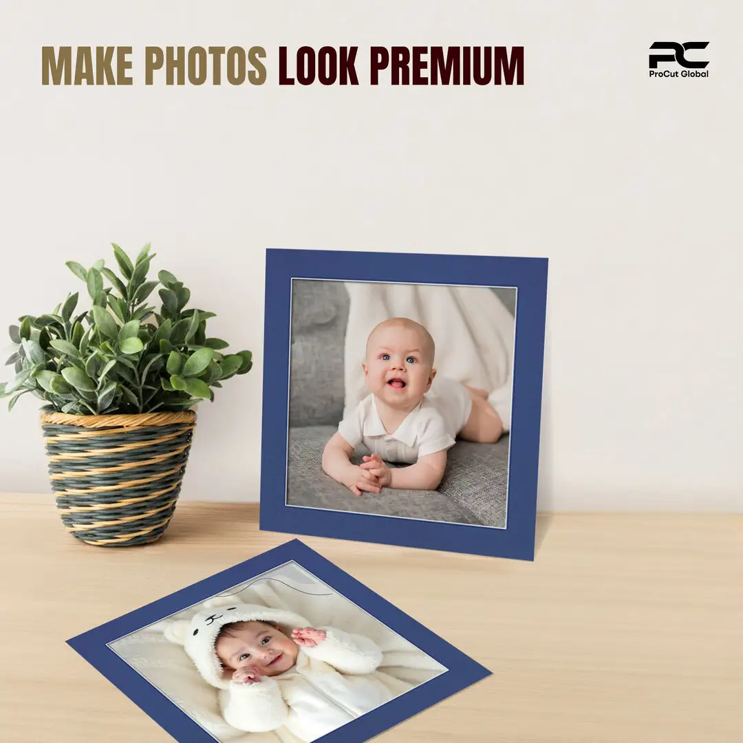 Blue 50x50cm Picture Mount With 40x40cm Aperture | Acid-Free Mat Board For Photos & Artwork thumbnail 2