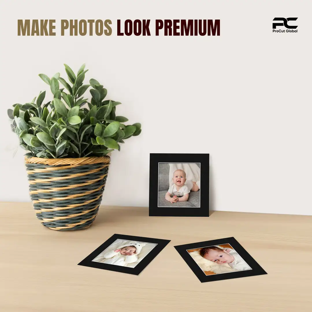 Black 5x5" Picture Mount With 3.5x3.5" Aperture | Acid-Free Mat Board For Picture Frames thumbnail 2