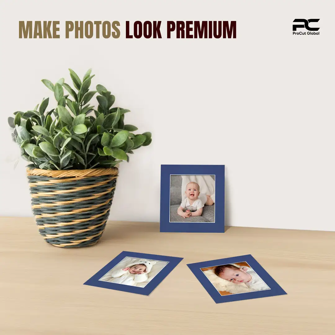Blue 5x5" Picture Mount With 3.5x3.5" Aperture | Acid-Free Picture Mount Board thumbnail 2