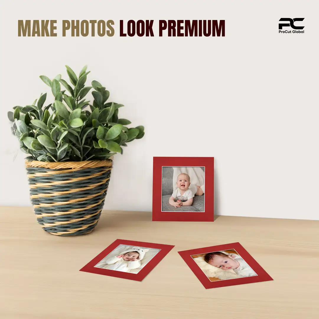 Crimson 5x5" Picture Mount With 3.5x3.5" Aperture | Acid-Free Picture Mount Board thumbnail 2