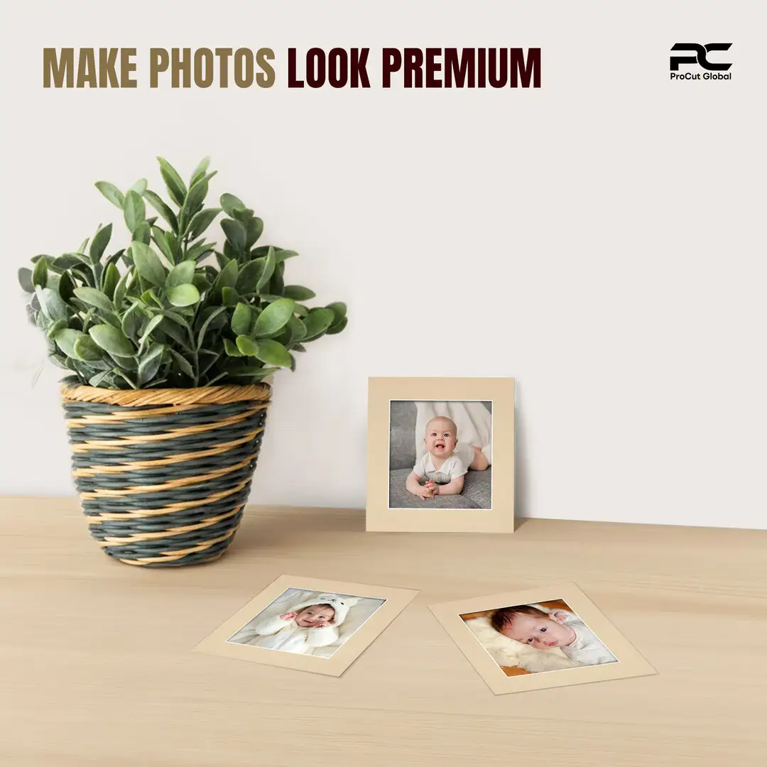 Ivory 5x5" Picture Mount With 3.5x3.5" Aperture | Acid-Free Picture Mount Board thumbnail 2