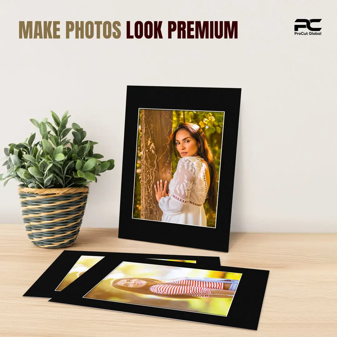 Black 60x40cm Picture Mount With A3 Aperture | Acid-Free Mat Board For Picture Frames thumbnail 2