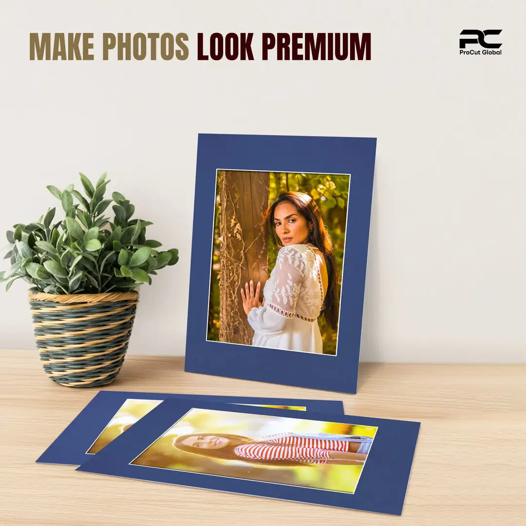 Blue 60x40cm Picture Mount With A3 Aperture | Acid-Free Mat Board For Picture Frames thumbnail 2