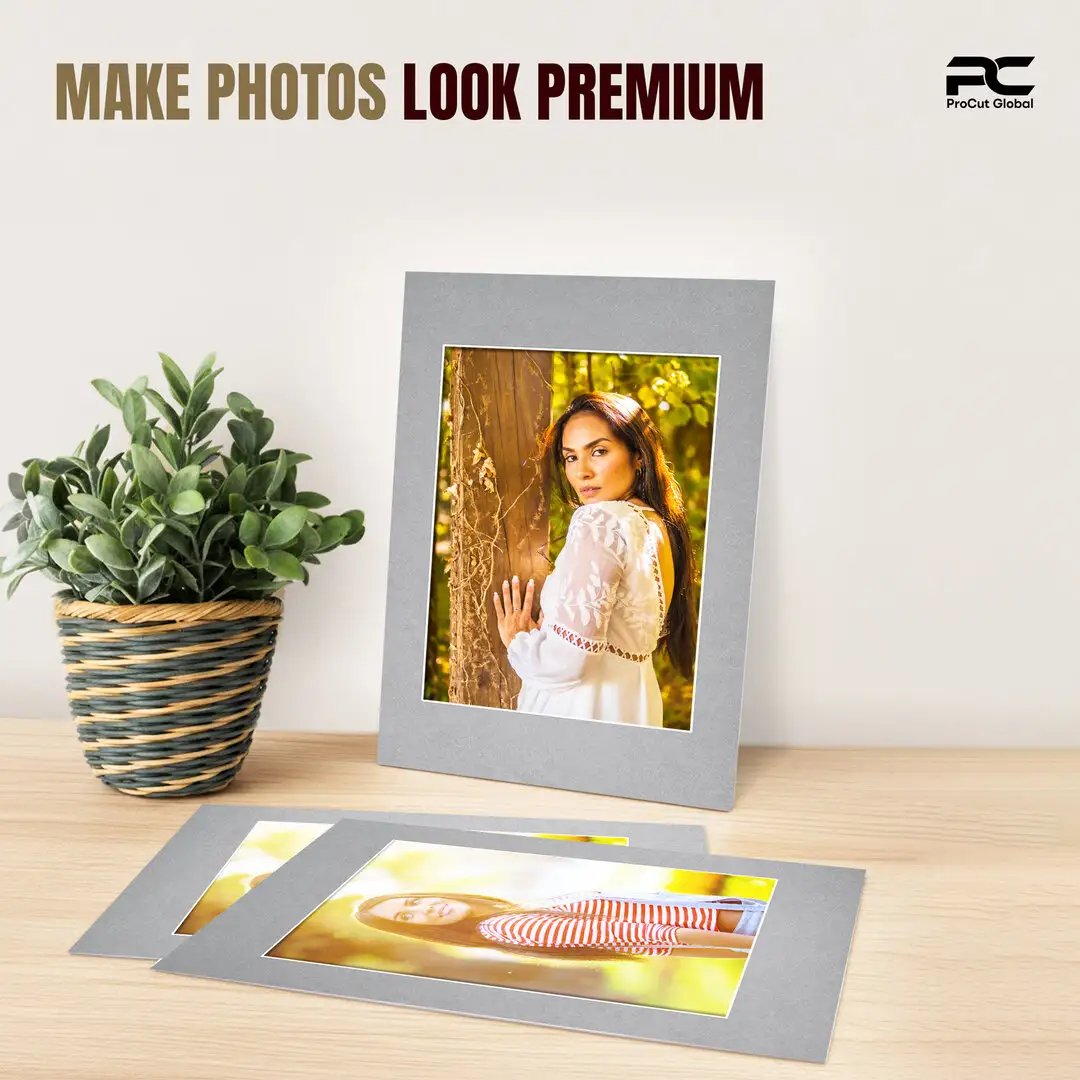 Silver 60x40cm Picture Mount With A3 Aperture | Acid-Free Picture Mount Board thumbnail 2