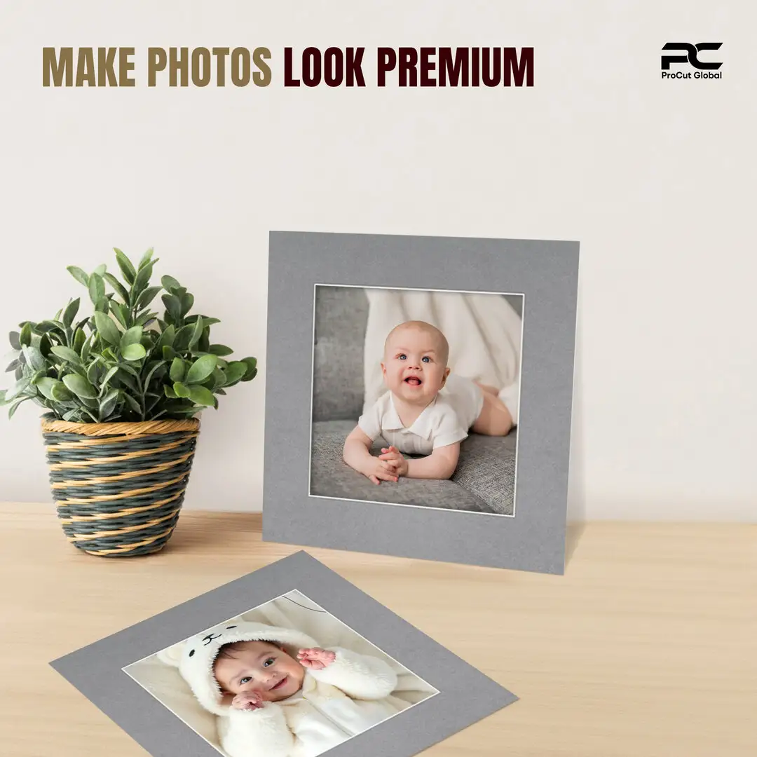 Mid Grey 60x60cm Picture Mount With 40x40cm Aperture | Acid-Free Mat Board For Photos & Artwork thumbnail 2