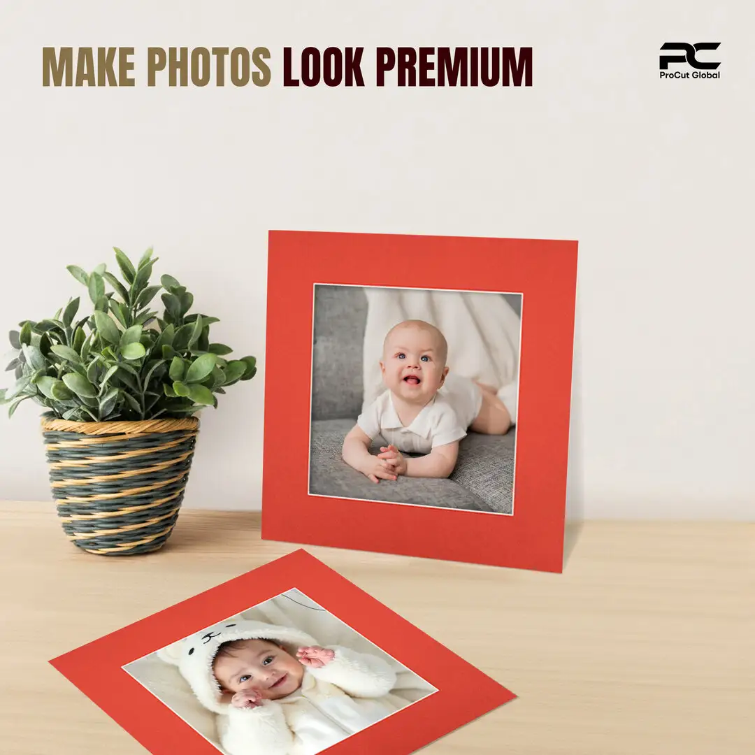 Poppy Red 60x60cm Picture Mount With 40x40cm Aperture | Acid-Free Mat Board For Photos & Artwork thumbnail 2