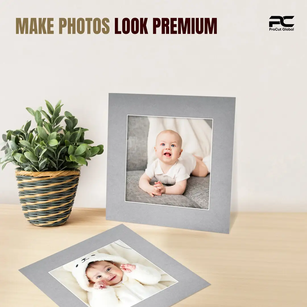 Silver 60x60cm Picture Mount With 40x40cm Aperture | Acid-Free Mat Board For Photos & Artwork thumbnail 2