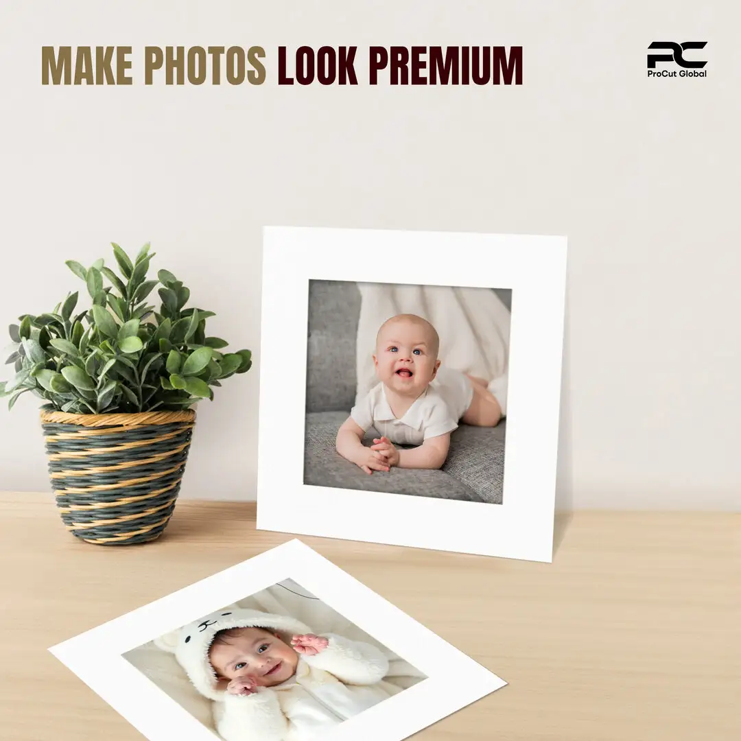Ice White 60x60cm Picture Mount With 40x40cm Aperture | Acid-Free Picture Mount Board thumbnail 2