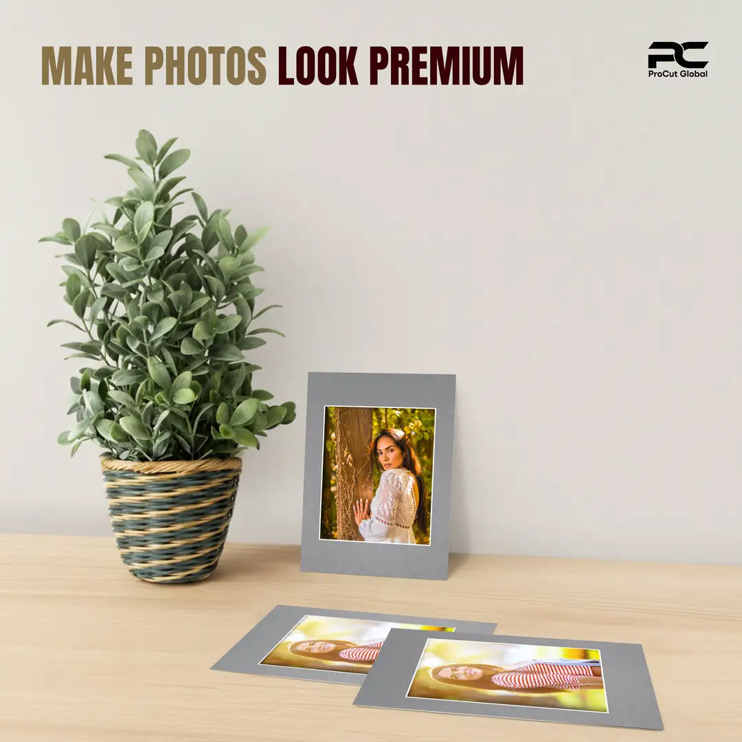 Mid Grey 6x4" Picture Mount With 4x3" Aperture | Acid-Free Mat Board For Photos & Artwork thumbnail 2