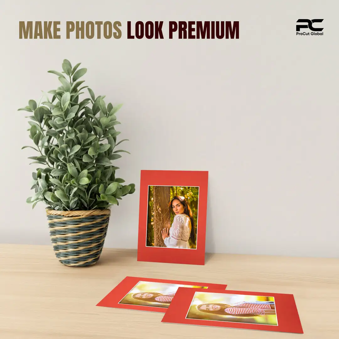 Poppy Red 6x4" Picture Mount With 4x3" Aperture | Acid-Free Mat Board For Picture Frames thumbnail 2