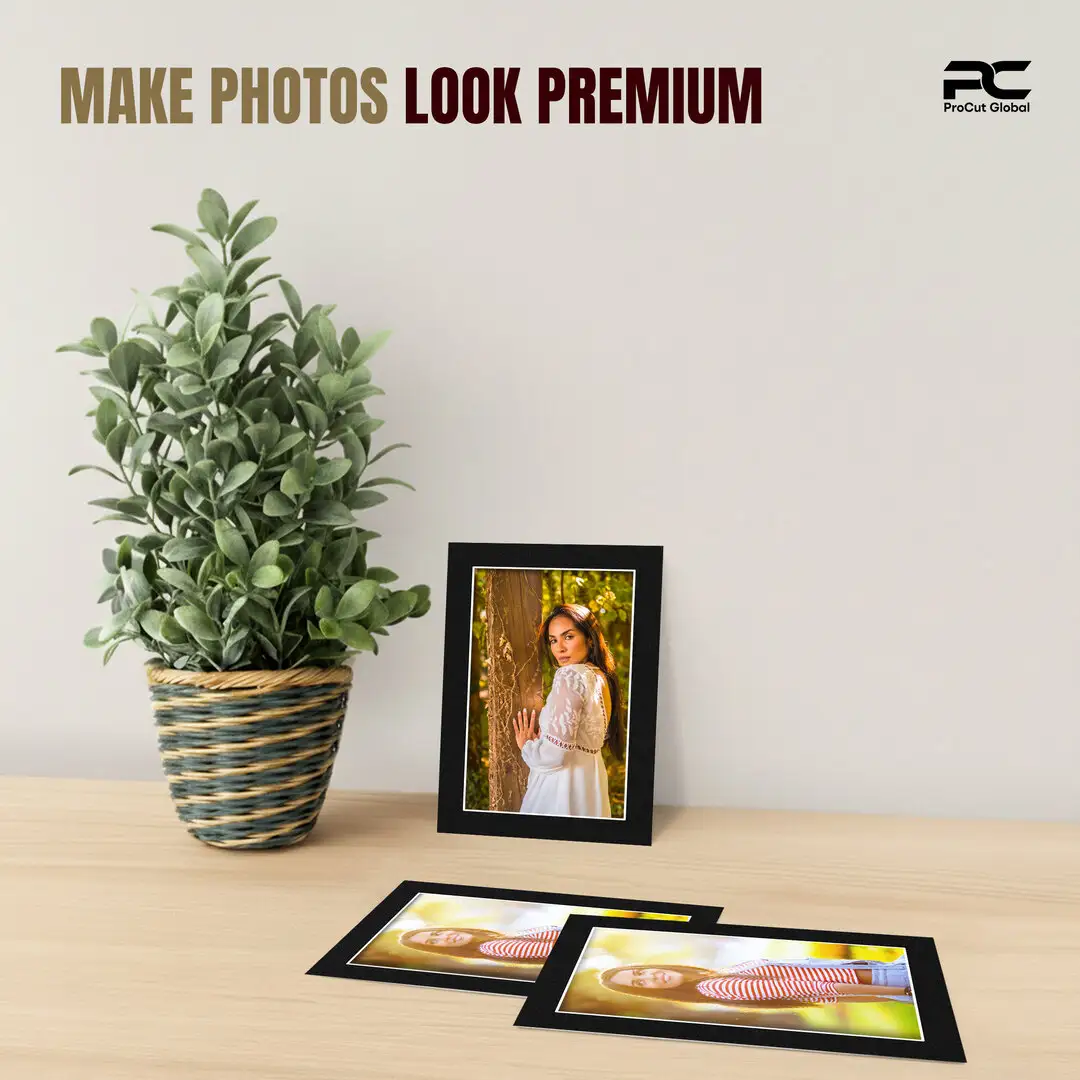 Black 6x4" Picture Mount With 5x3" Aperture | Acid-Free Mat Board For Photos & Artwork thumbnail 2