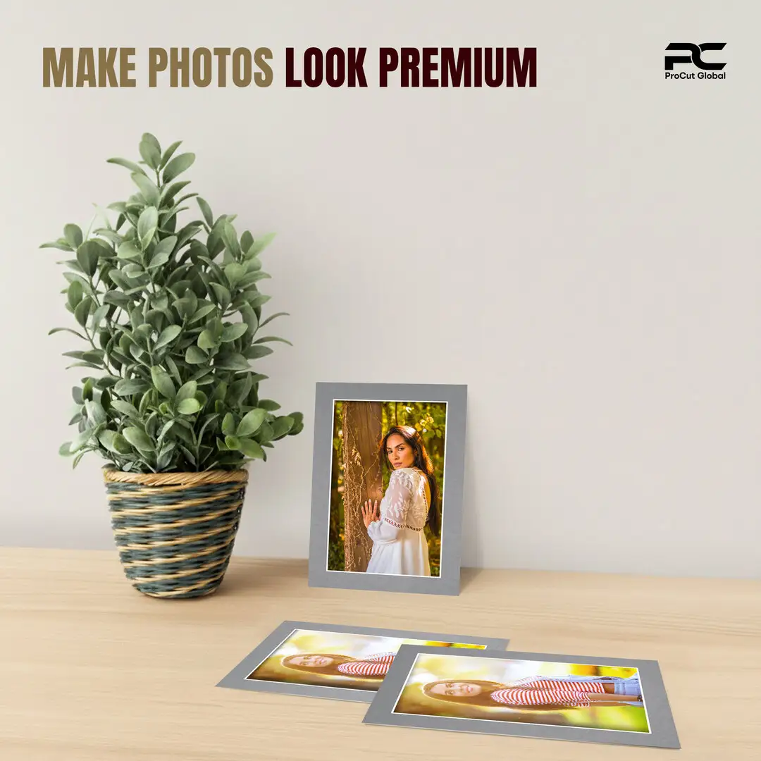Mid Grey 6x4" Picture Mount With 5x3" Aperture | Acid-Free Mat Board For Photos & Artwork thumbnail 2