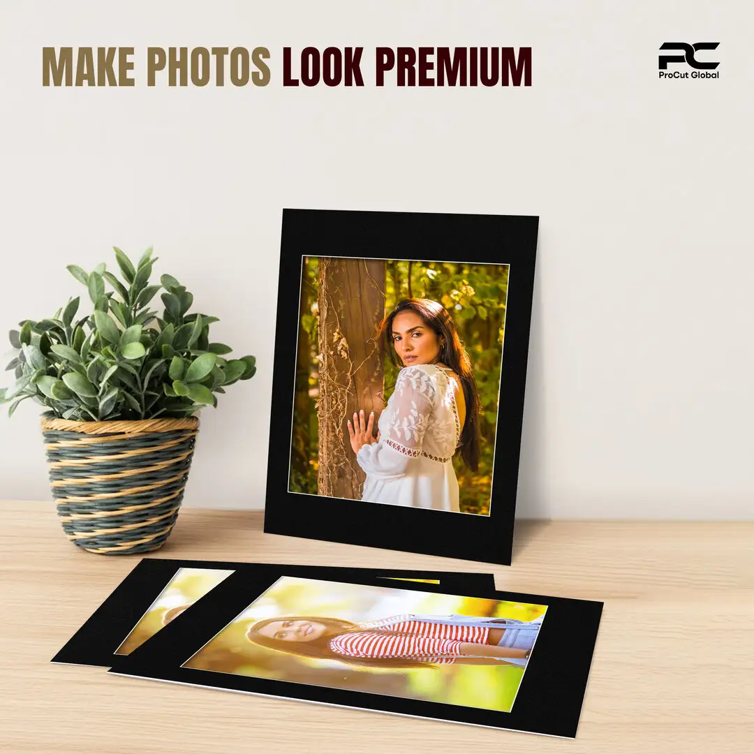 Black 70x50cm Picture Mount With 50x40cm Aperture | Acid-Free Picture Mount Board thumbnail 2