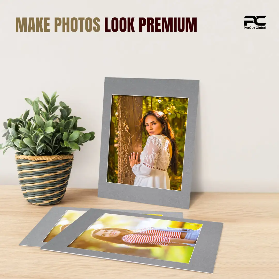 Mid Grey 70x50cm Picture Mount With 50x40cm Aperture | Acid-Free Mat Board For Picture Frames thumbnail 2