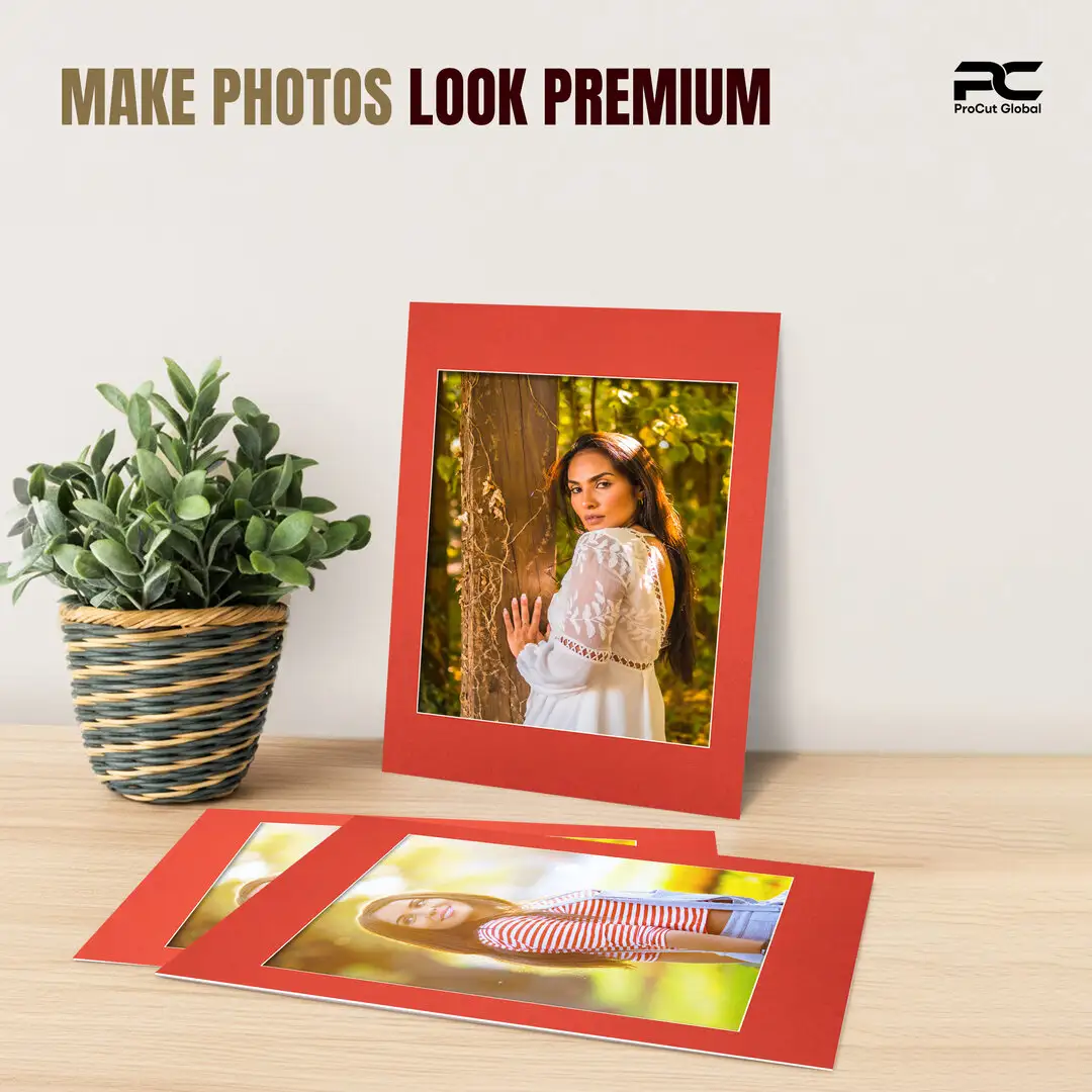 Poppy Red 70x50cm Picture Mount With 50x40cm Aperture | Acid-Free Picture Mount Board thumbnail 2