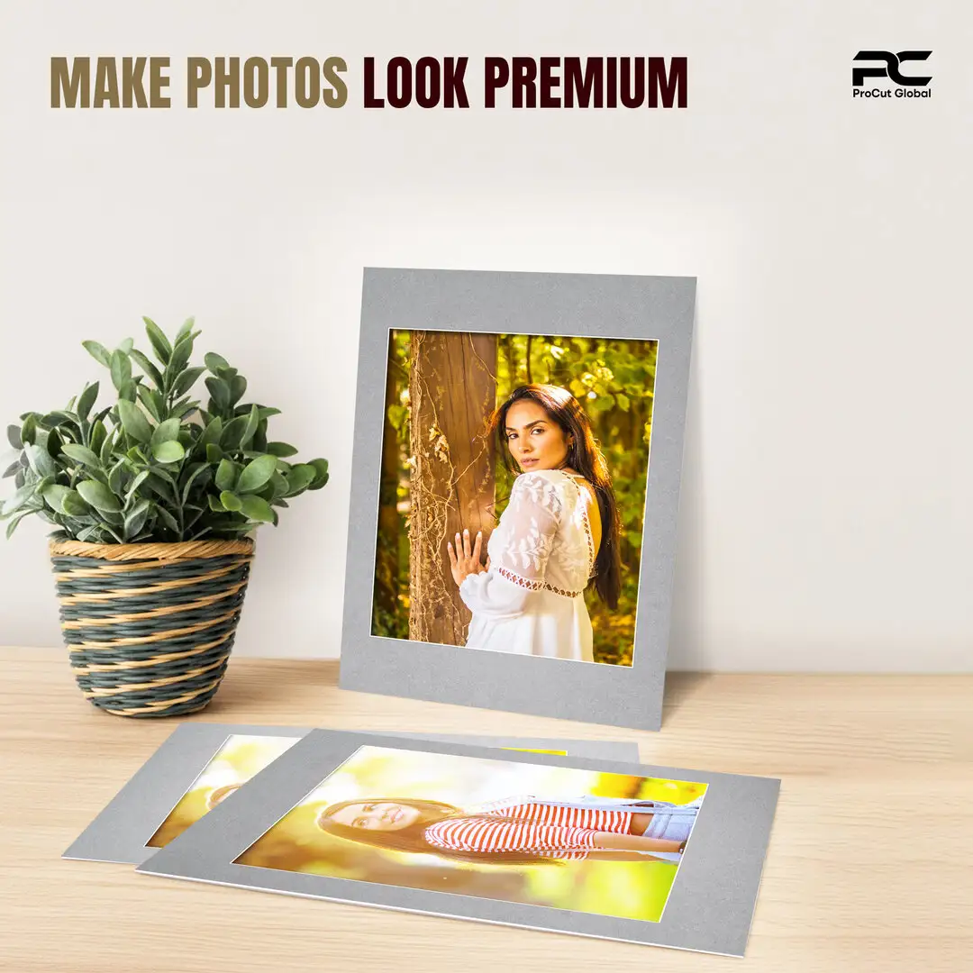 Silver 70x50cm Picture Mount With 50x40cm Aperture | Acid-Free Mat Board For Photos & Artwork thumbnail 2