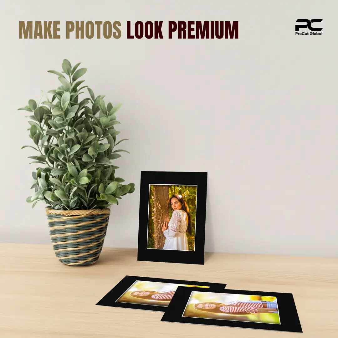 Black 7x5" Picture Mount With 5x3.5" Aperture | Acid-Free Picture Mount Board thumbnail 2