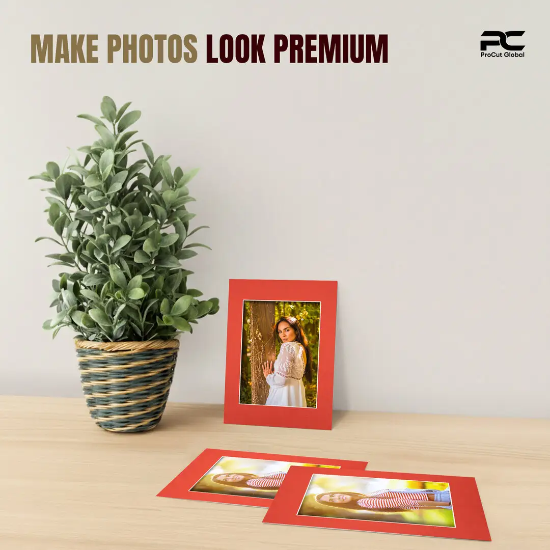 Poppy Red 7x5" Picture Mount With 5x3.5" Aperture | Acid-Free Picture Mount Board thumbnail 2