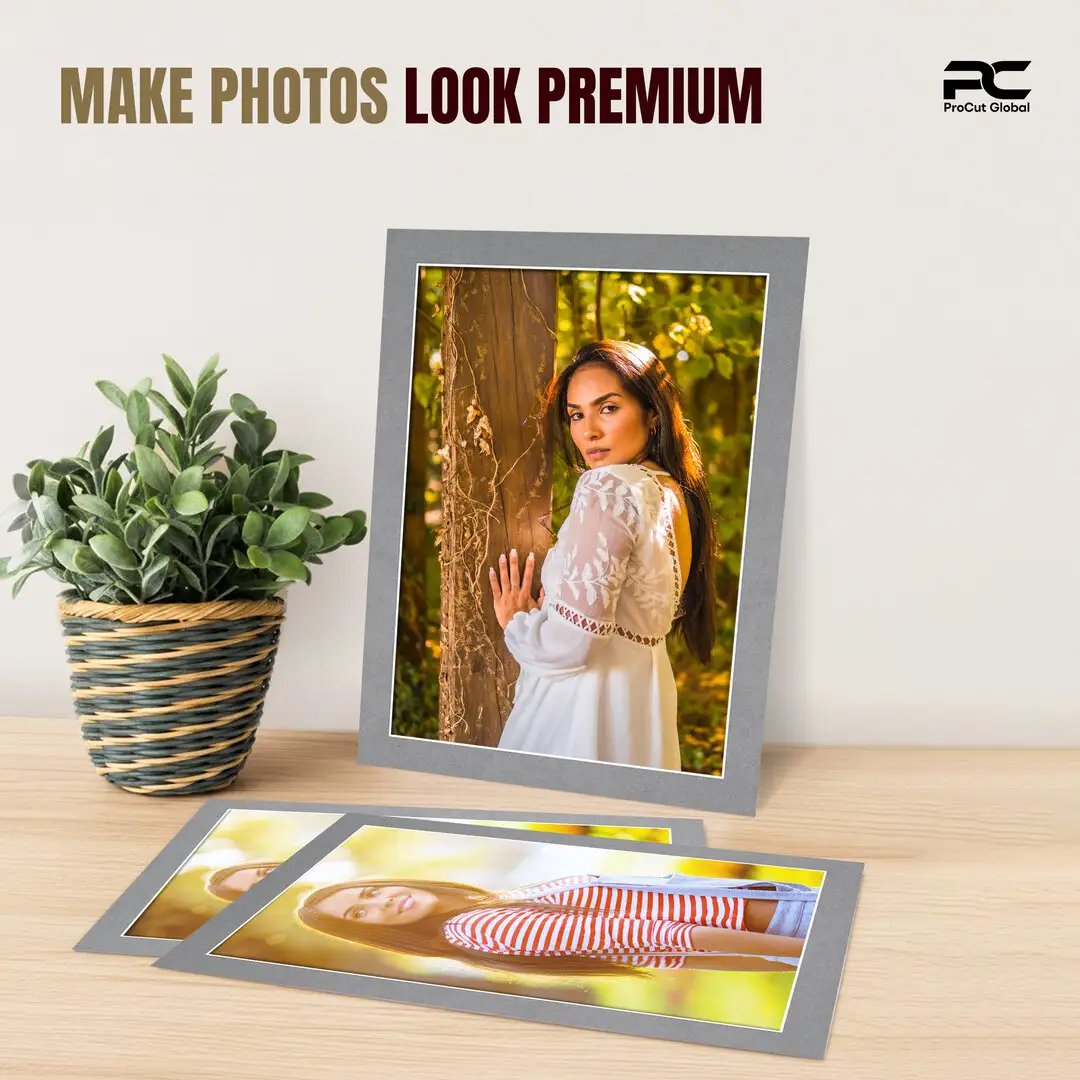 Mid Grey 7x5" Picture Mount With 6x4" Aperture | Acid-Free Mat Board For Picture Frames thumbnail 2
