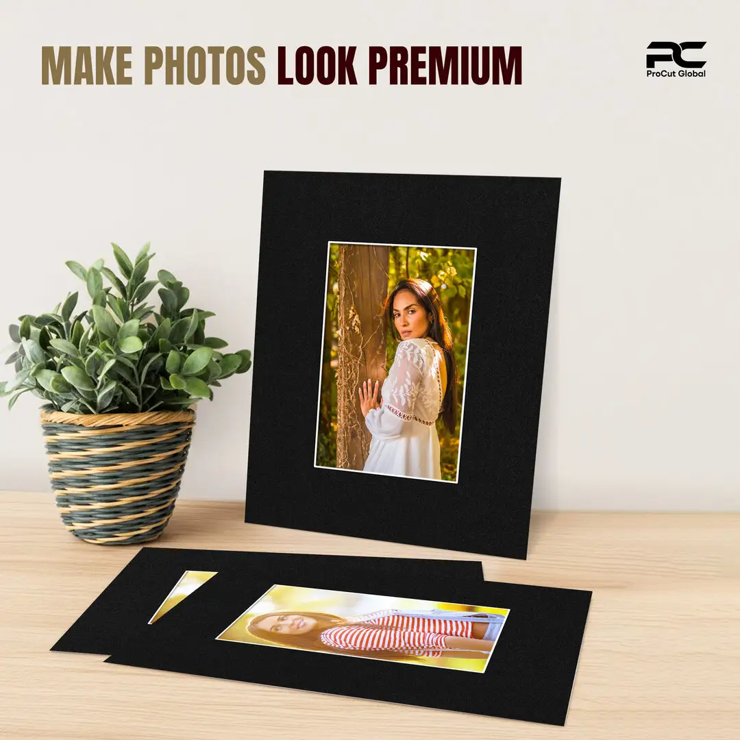 Black 8x6" Picture Mount With 5x3" Aperture | Acid-Free Mat Board For Photos & Artwork thumbnail 2