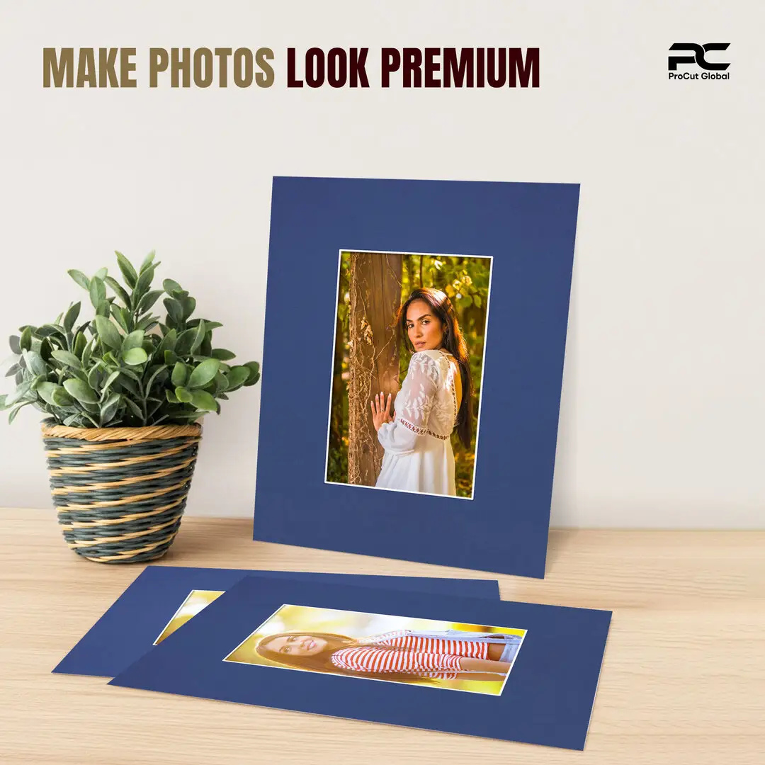 Blue 8x6" Picture Mount With 5x3" Aperture | Acid-Free Mat Board For Picture Frames thumbnail 2
