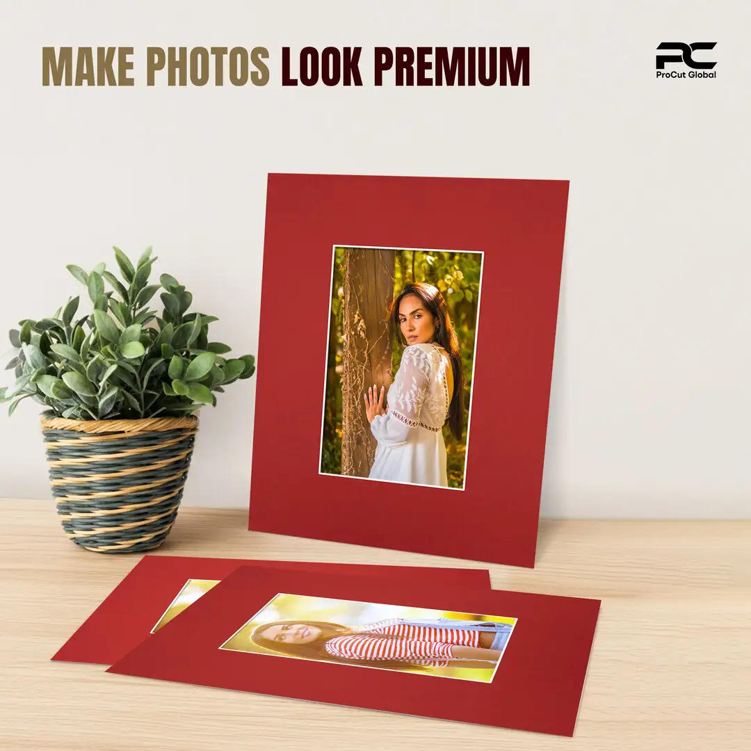 Crimson 8x6" Picture Mount With 5x3" Aperture | Acid-Free Mat Board For Photos & Artwork thumbnail 2